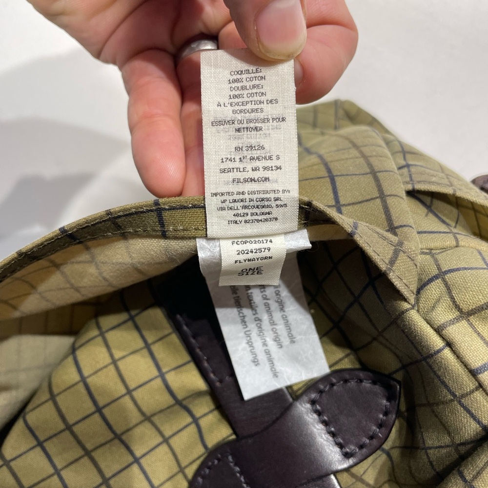 Rare Filson Limited Edition Flyway Green Grid Waxed Tin Cloth Zipper Tote - Picture 15 of 16